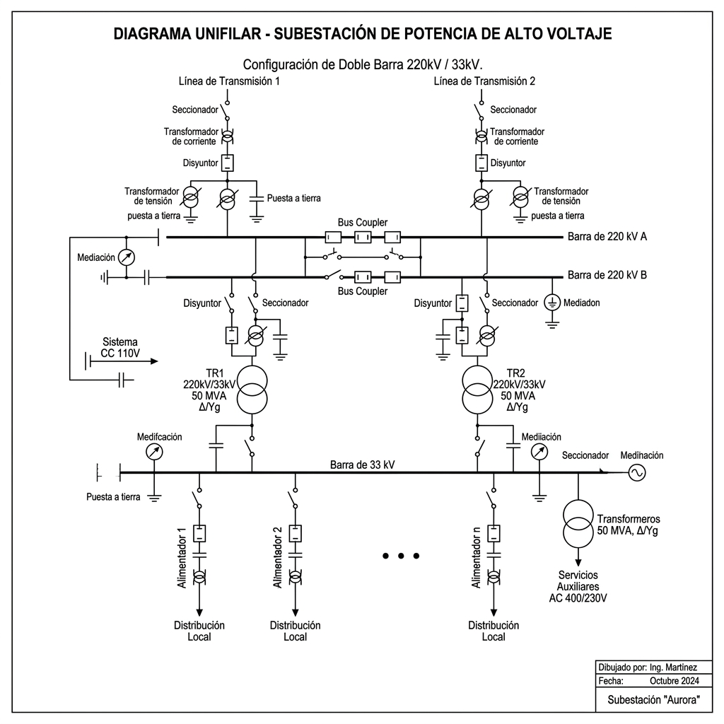 Operación de subestaciones eléctricas y diagrama unifilar: guía completa