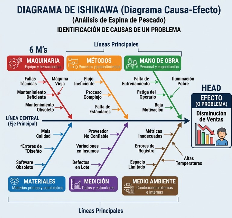 Diagrama de Ishikawa (Espina de Pescado): Qué es, Cómo Hacerlo y Casos Reales 2026