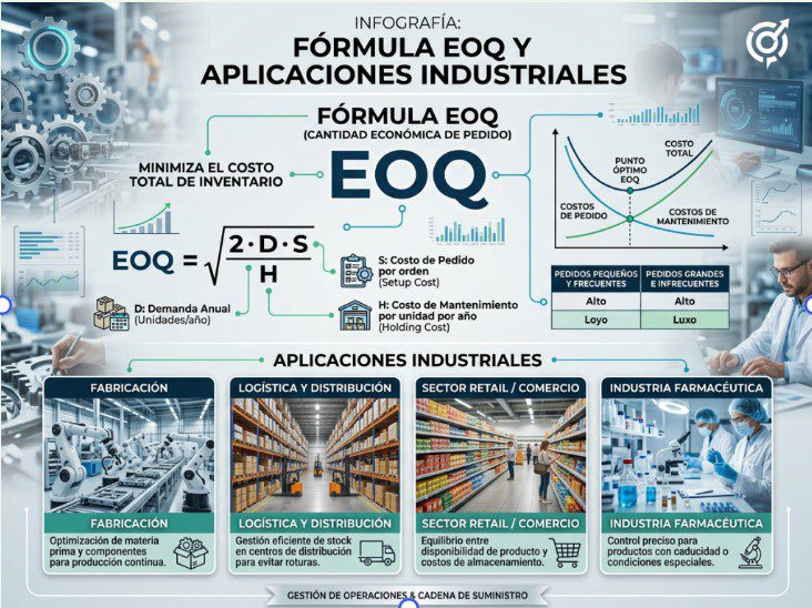 Fórmula lote economico EOQ y su aplicación en la minimización de costos de inventario con gráficos y ejemplo